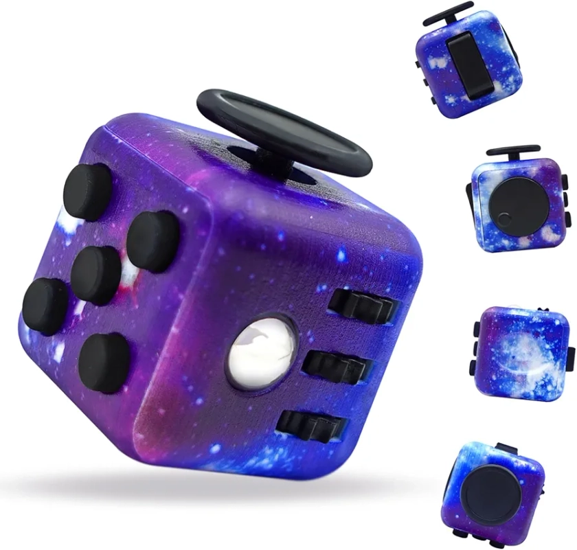 Bytor Fidget Toy Cube, Cube Fidget Anxiety Relief Toys for Adults and Kids, 6 Sided Fidget Toys Cube Hand-Held for Adults, Audible/Silent Fidget Toys for ADD/ADHD/OCD