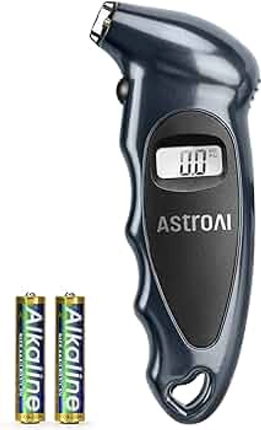 AstroAI Digital Tyre Pressure Gauge 150 PSI 4 Settings for Car Truck Bicycle with Backlit LCD and Non-Slip Grip Tyre Pressure Checker, Grey