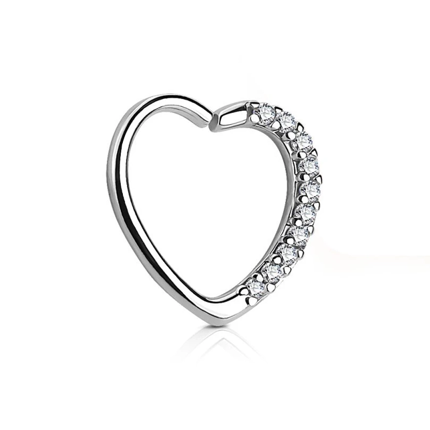 Ear piercing heart-shaped with studded edge