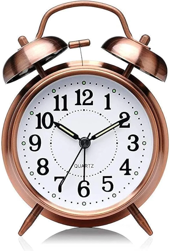 Buy KBR Metal Frame Retro Twin Bell 3D Dial Analog Clock with Night Backlight Function and Silent Motion, High Volume Luminous Alarm for Students and Kids Bedroom (Brown) Online at Low Prices in India - Amazon.in