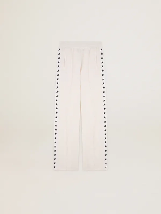 Pantalon de jogging blanc pour femme avec étoiles sur les côtés | Golden Goose