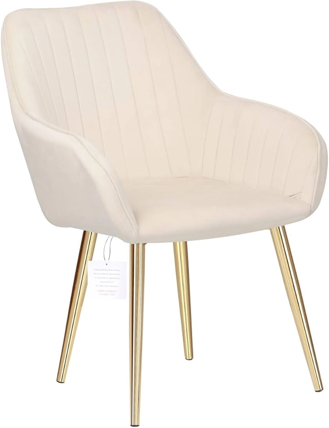 Velvet Dining Chairs Soft Padded Velvet Dining Room Chairs, Office Chairs, Living Room Chairs, Reception Chairs, HYGRAD® (1, Cream) : Amazon.co.uk: Home & Kitchen