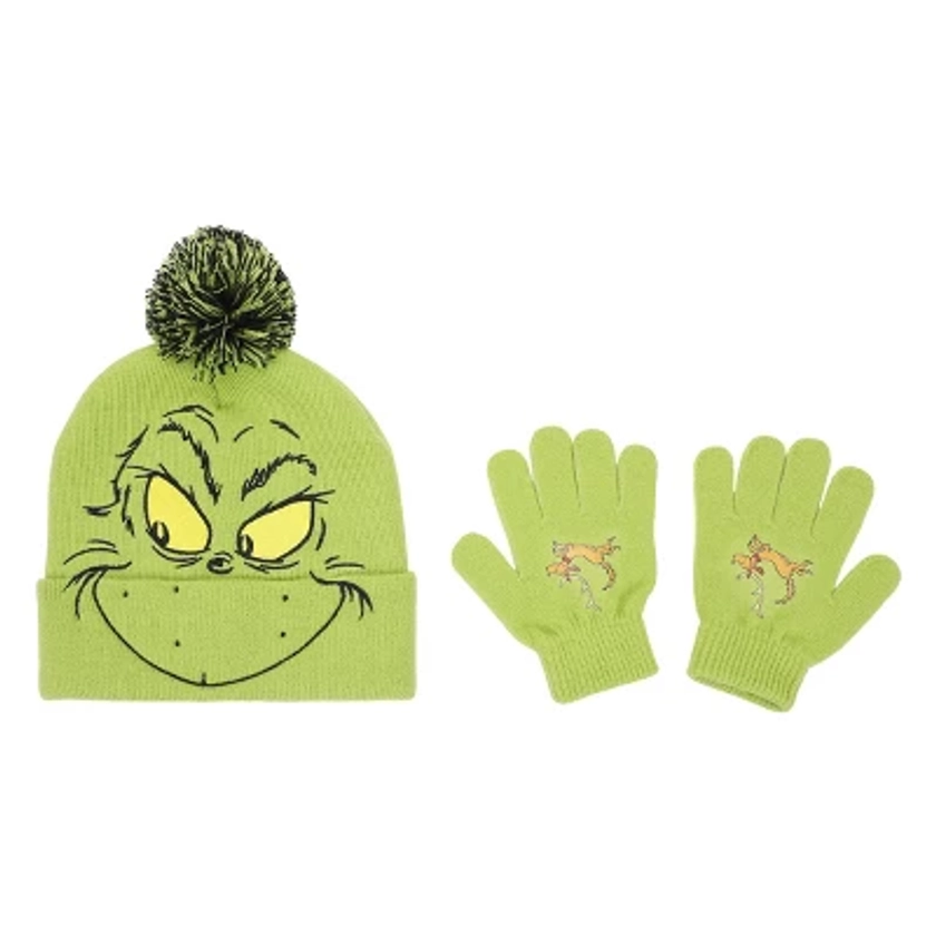 The Grinch Youth Character Cuffed Beanie and Gloves Set