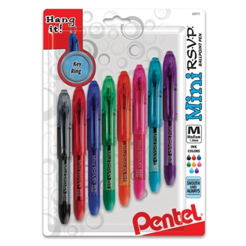 Pentel R.S.V.P. Mini Ballpoint Pens, 8 Per Pack, 2 Packs