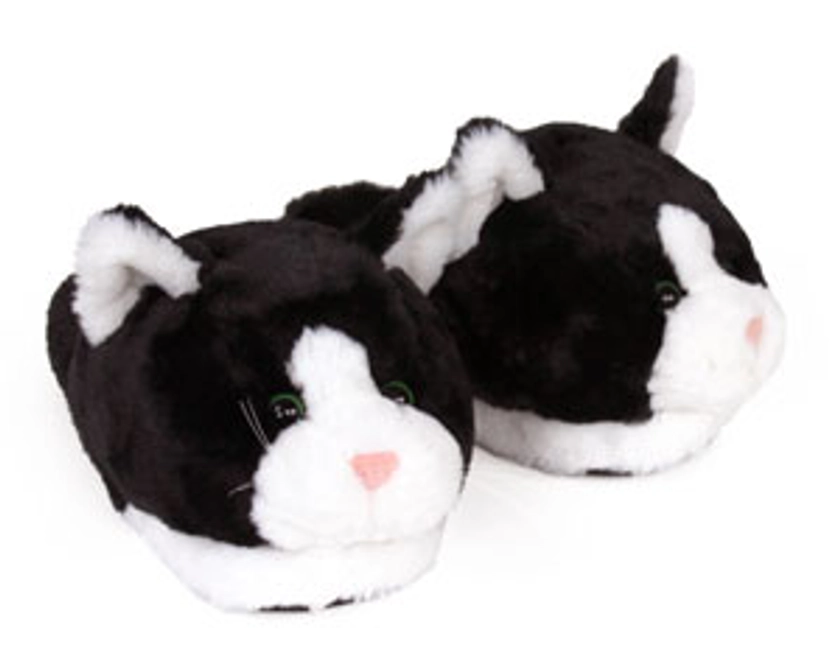Black And White Kitty Slippers