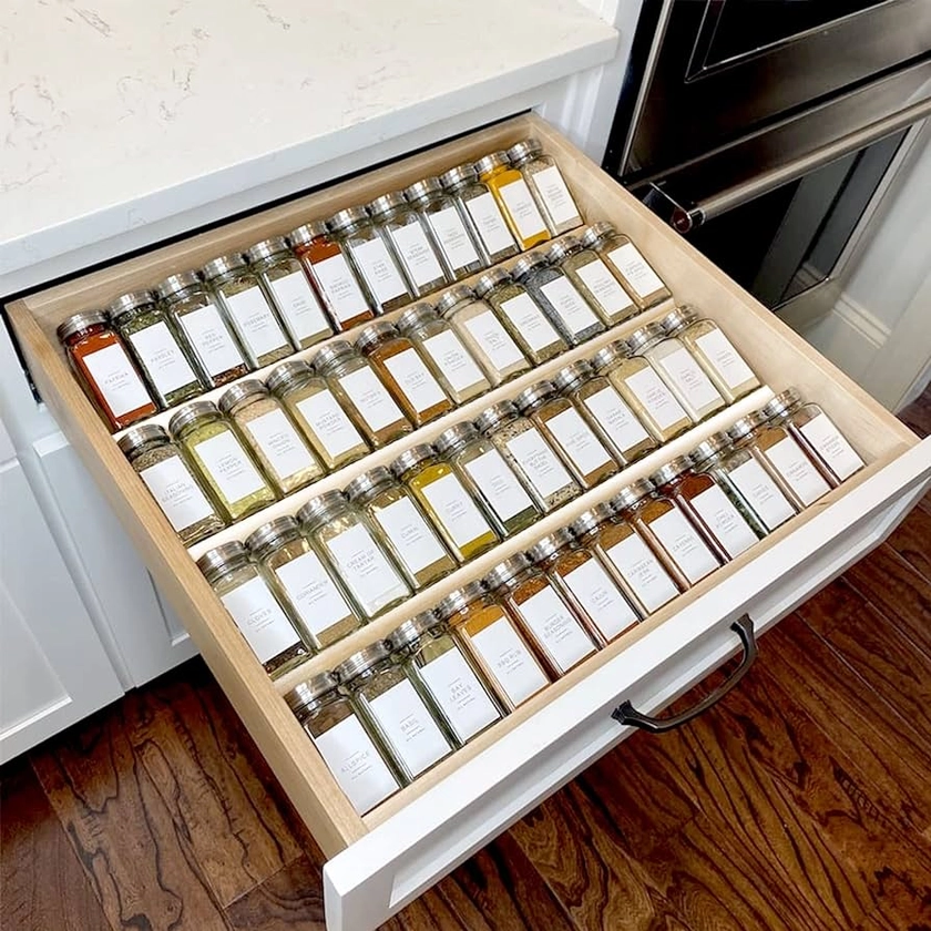 Amazon.com: Clear Acrylic Spice Drawer Organizer, 4 Tier- 2 Set Expandable From 13" to 26" Seasoning Jars Drawers Insert, Kitchen Spice Rack Tray for Drawer/Countertop (Jars not included) : Home & Kitchen