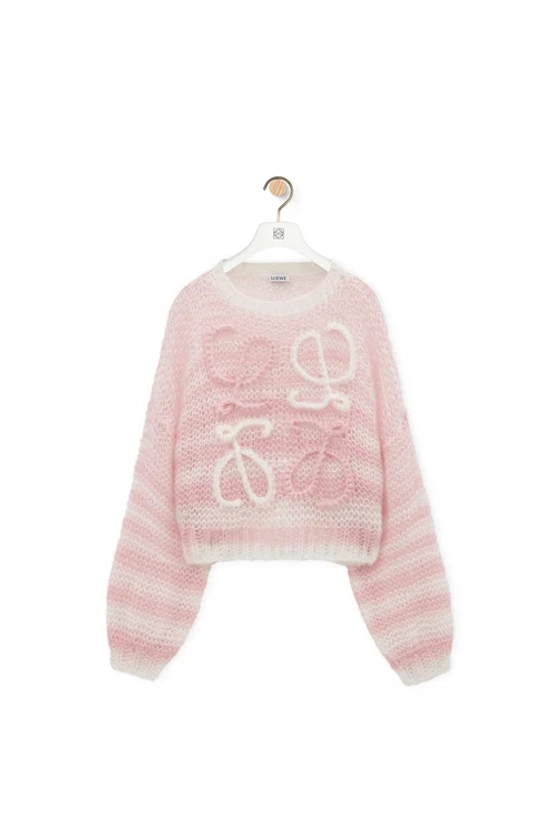 Pullover Anagram in mohair Bianco/Rosa - LOEWE