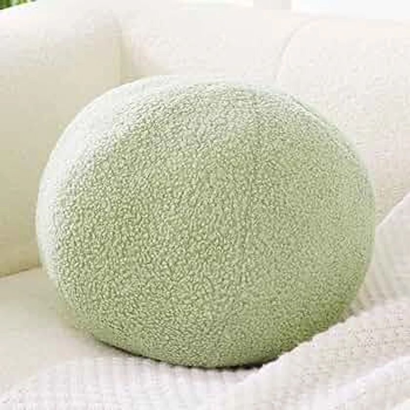 Uvvyui Sage Green Ball Pillow, Soft Round Throw Pillows, Sphere Shaped Pillow Round Decorative Pillow, 8.6 Inch Round Boucle Plush Pillow Cushion for Couch, Sofa, Bedroom