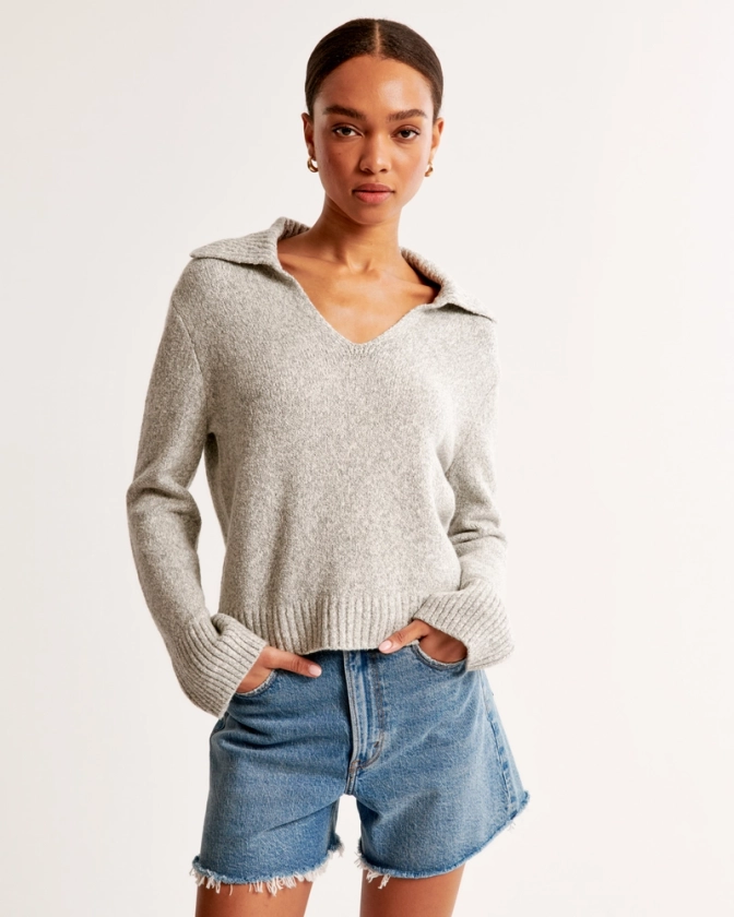 Women's Textural Notch-Neck Sweater | Women's Tops | Abercrombie.com