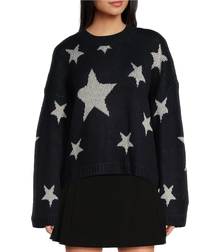 Takara Long Sleeve Crewneck Allover Printed Star Sweater | Dillard's