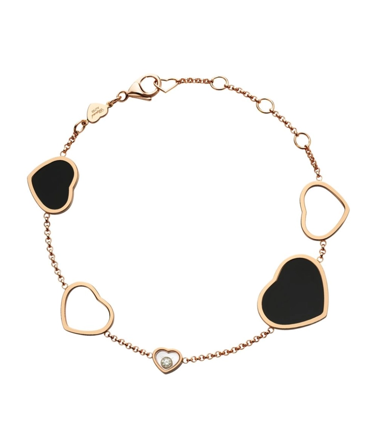 Chopard Rose Gold and Diamond Happy Hearts Bracelet | Harrods DK