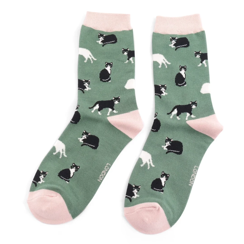 Miss Sparrow - Black and White Cat Socks