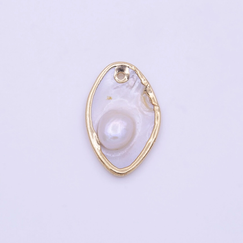 1pc Wholesale Natural Mother of Pearl Charm Abstract Oval Shape Aprox 27 X 17 Mm, Gold Plated Charm P1843 - Etsy