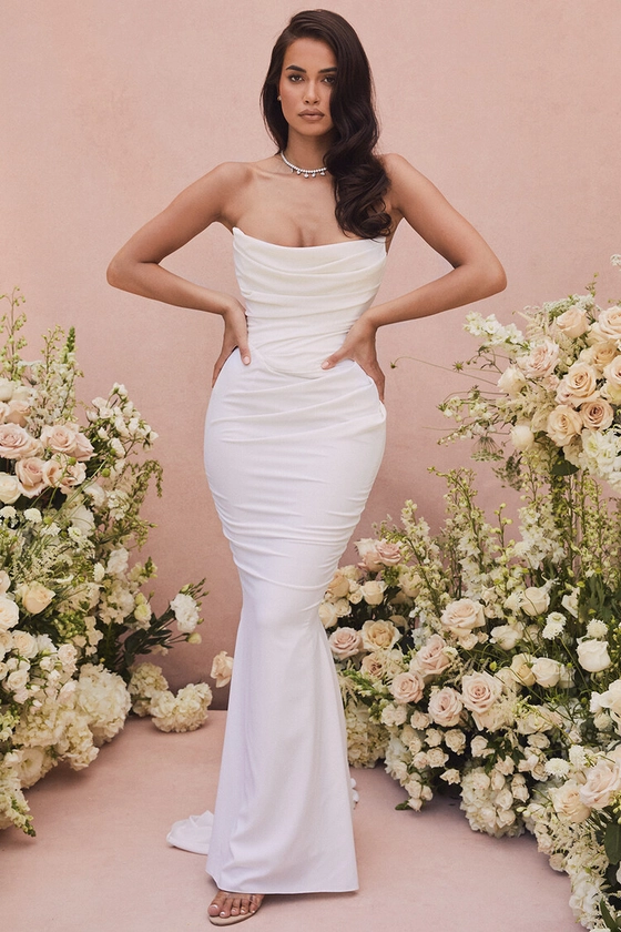 Clothing : Bridal Dresses : 'Esmee' Ivory Draped Strapless Bridal Gown - Limited Edition