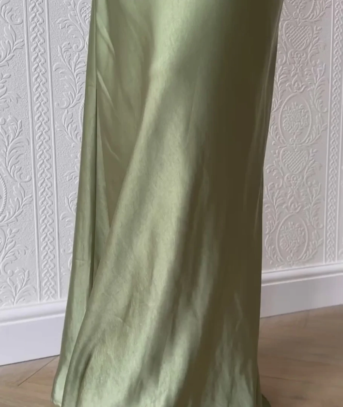 Twist Back Satin Bridesmaid Dress - Moss Green