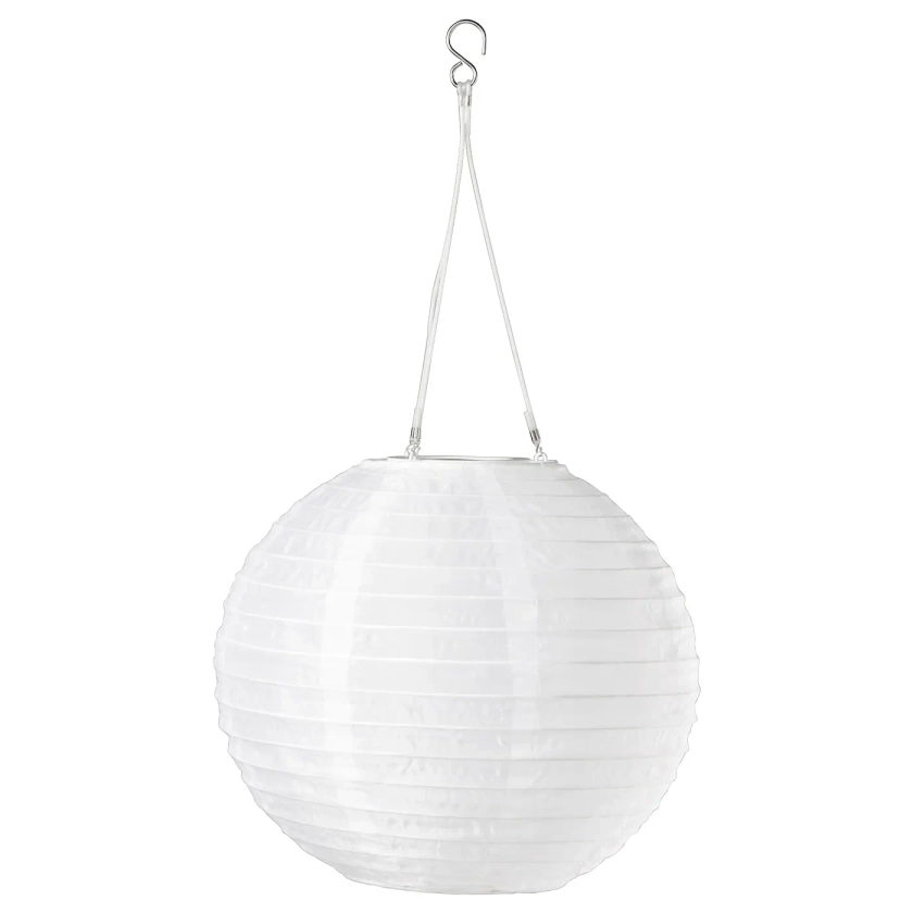 SOLVINDEN LED solar-powered pendant lamp, outdoor/globe white, 30 cm - IKEA