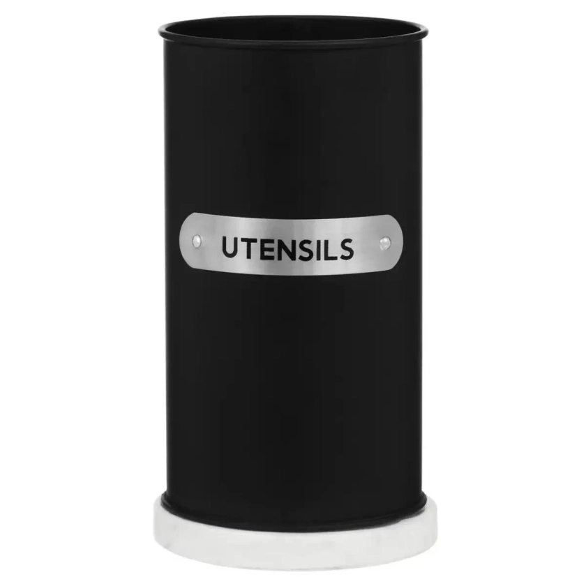 Liberty Black & White Tin Utensil Holder Canister