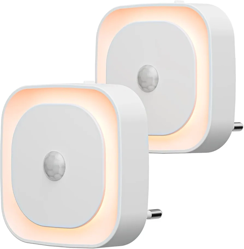 YUNLEX 2 Pcs Veilleuse Prise Électrique avec Détecteur de Mouvement, 3 modes de capteur, Luminosité réglable, pour les enfants, salle de bains, chambre à coucher, couloir, cuisine, Ambre : Amazon.fr: Luminaires et Éclairage