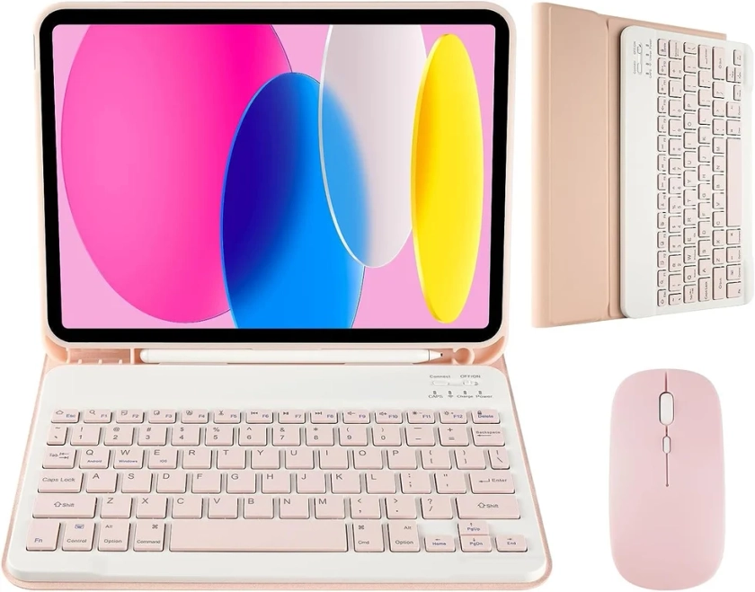 AORISSE Funda Inalámbrica Con Teclado BT Para Ipad 10th Gen 2022 Rosa+Mouse | falabella.com