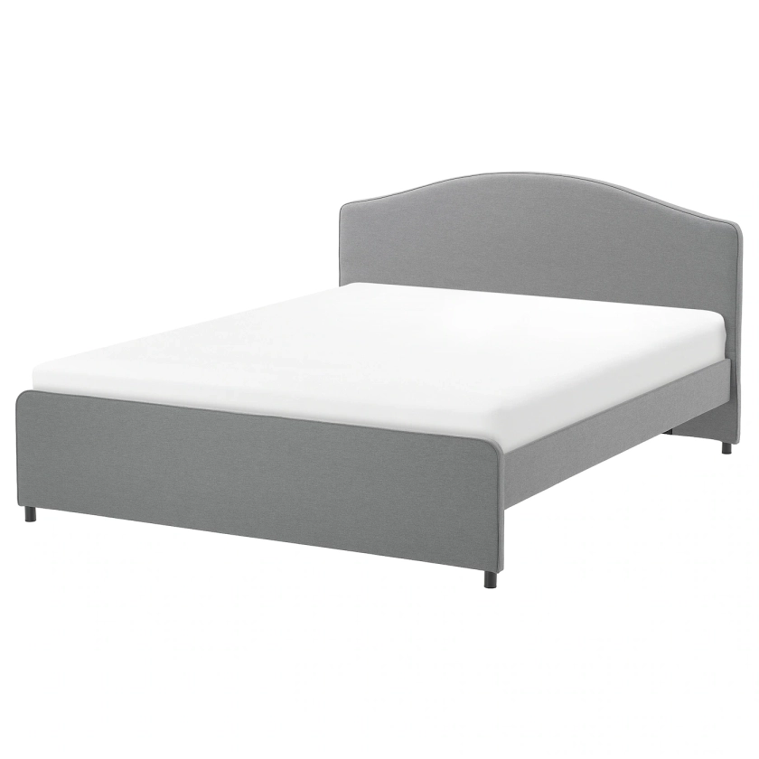 HAUGA upholstered bed frame, Vissle gray, Queen - IKEA