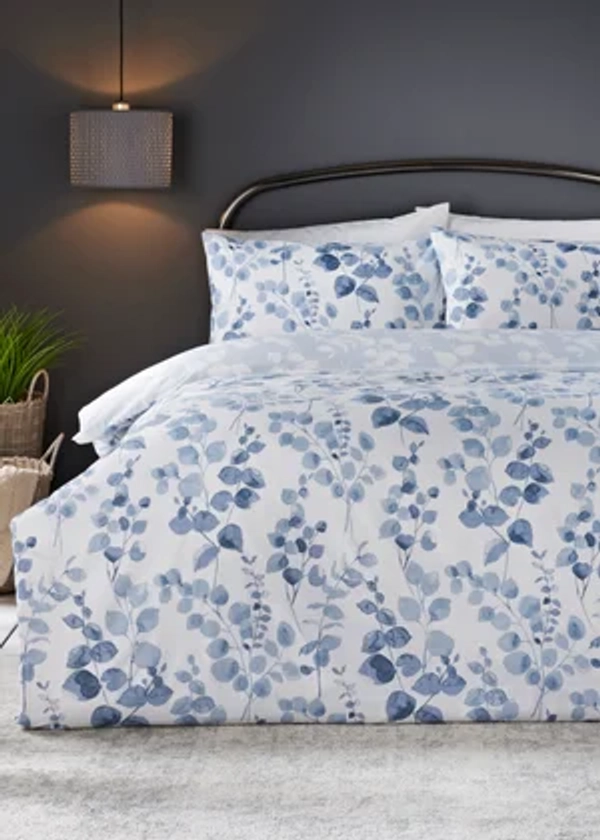 Blue Leaf Reversible Duvet Cover