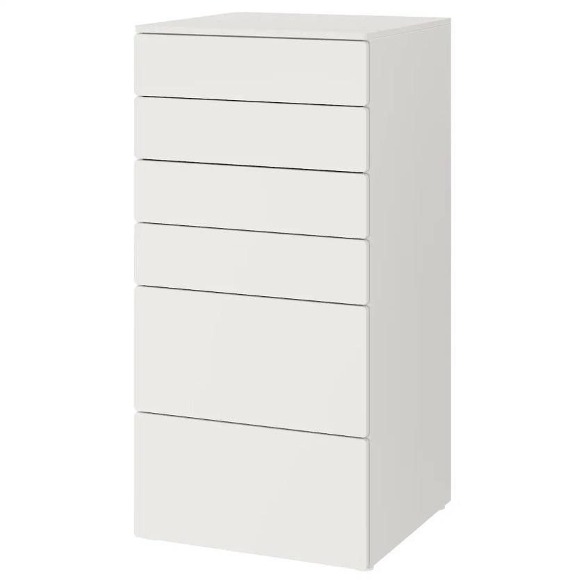 SMÅSTAD / PLATSA Commode 6 tiroirs - blanc/blanc 60x57x123 cm