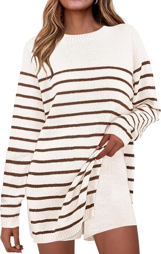 MEROKEETY Women's Striped 2 Piece Sweater Set Long Sleeve Shorts Lounge Sets Matching Pajama Set