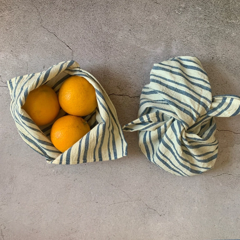 Blue Stripes Organic Cotton Bento Bag, Bento Wrap in Indian Heirloom Cotton - Etsy Australia