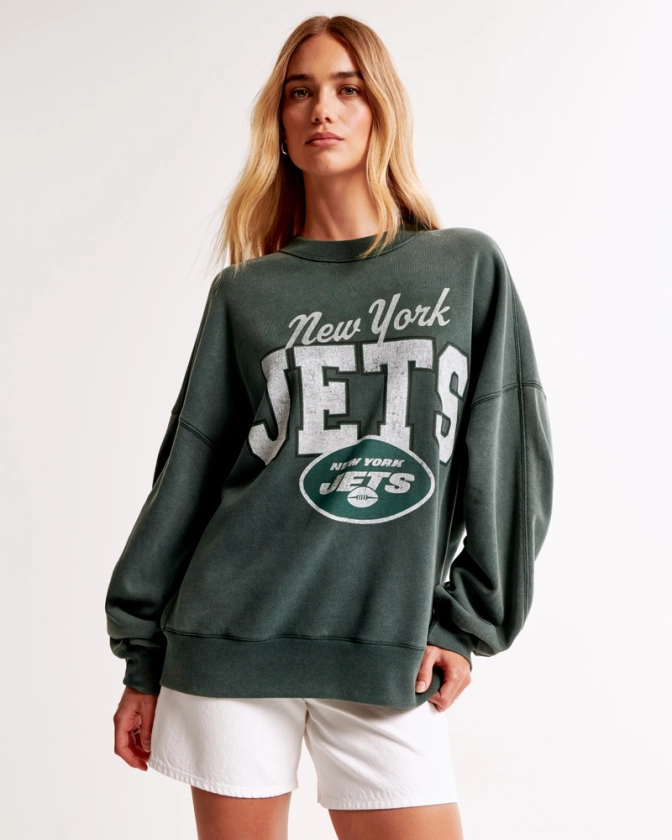 Women's New York Jets Graphic Oversized Sunday Crew | Women's Tops | Abercrombie.com