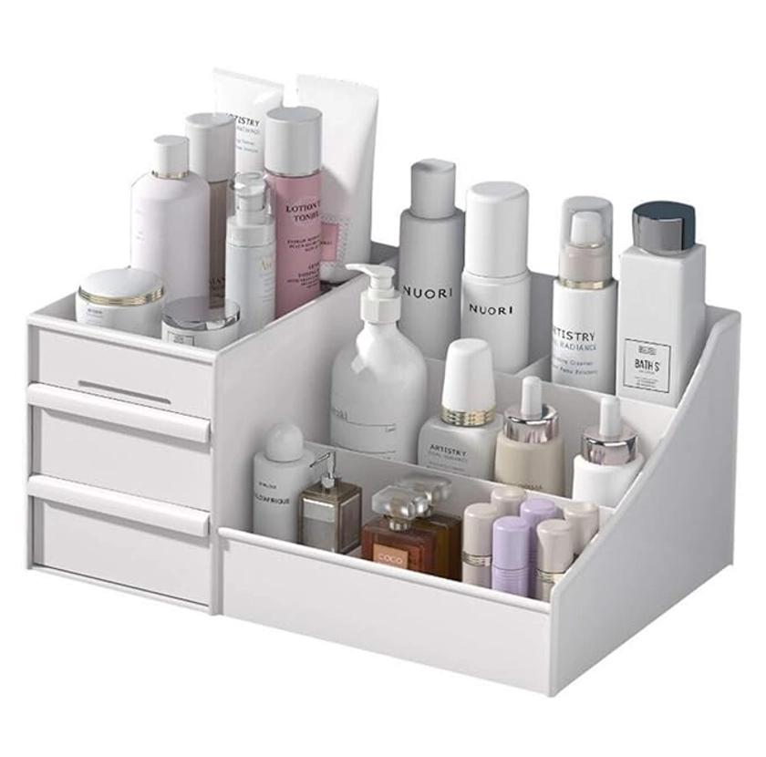Amazon.com: Simbuy Makeup Organizer With Drawers — Countertop Organizer for Cosmetics, Vanity Holder for Lipstick, Brushes, Lotions, Eyeshadow, Nail Polish and Jewelry (White) : Beauty & Personal Care