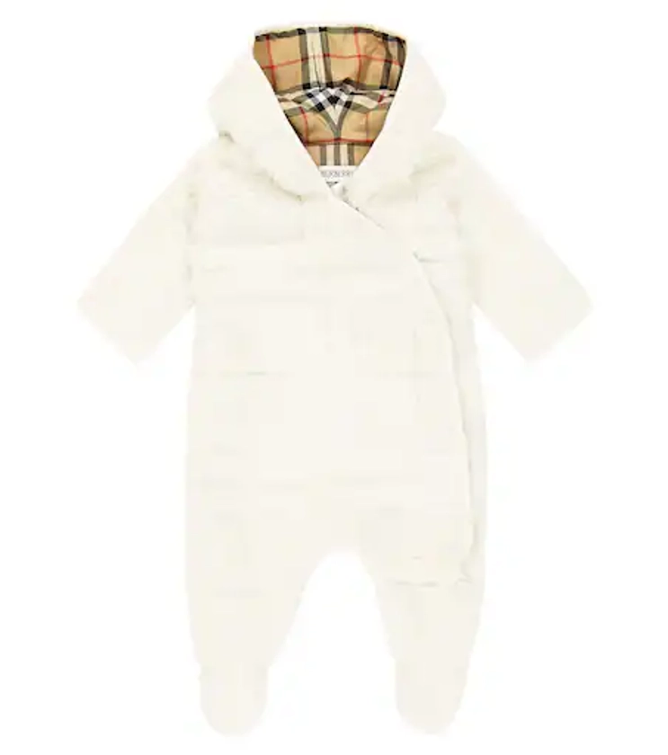 Baby Burberry Check teddy onesie in white - Burberry Kids | Mytheresa