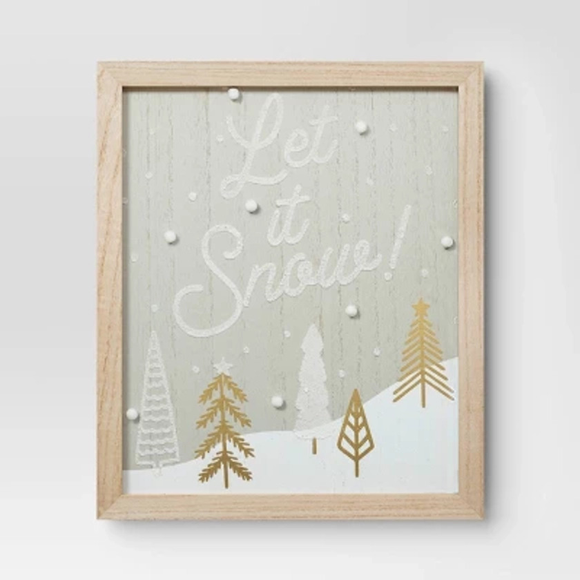 10"x10" Framed 'Let it Snow' Hanging Christmas Wall Décor Gray/White - Wondershop™