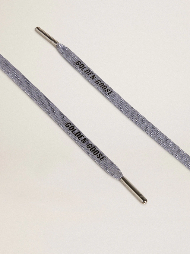 Silver-colored Lurex laces with contrasting black logo | Golden Goose