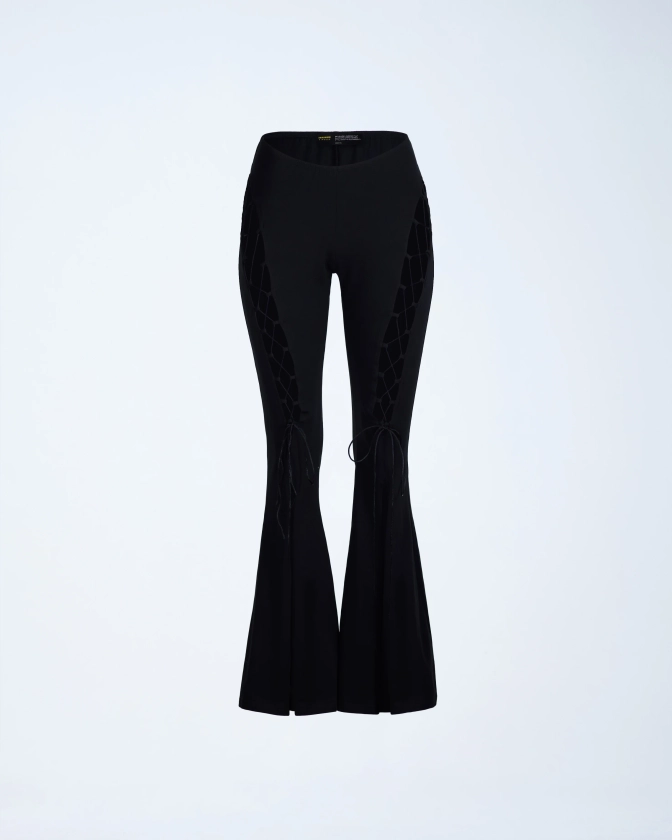 Juan Black Lace Up Flare Pant