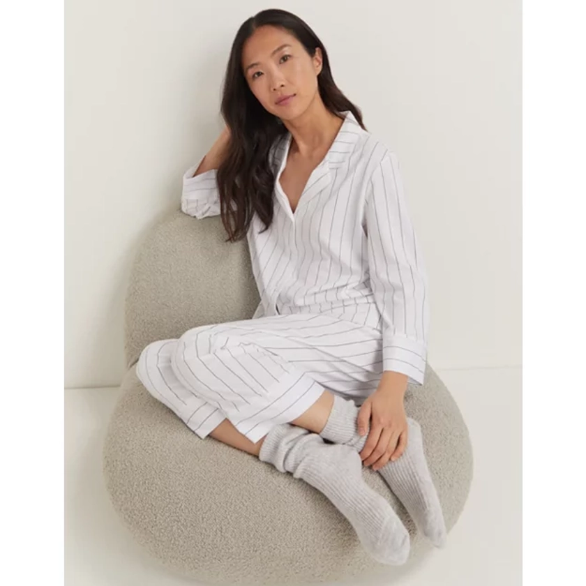 Brushed Jersey Stripe Classic Pyjama Set | Pyjamas | The White Company