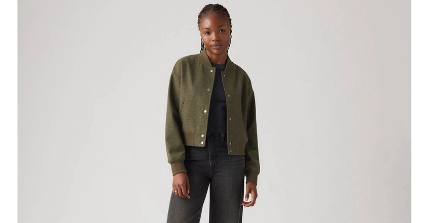 Cropped Varsity Bomber Jacket - Green | Levi's® US