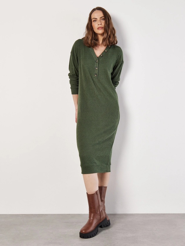 Ribbed Knit Midi Dress | Apricot Clothing