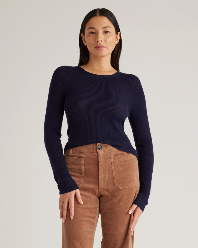 Featherweight Cashmere Ribbed Crewneck Sweater