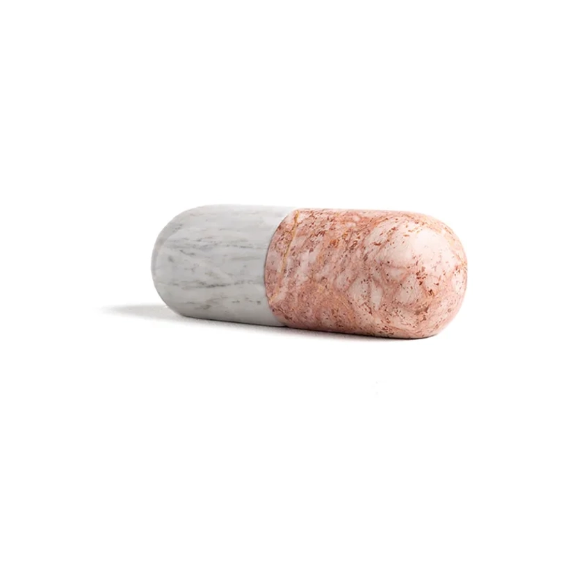 Pill Sculpture - Pink & White Marble