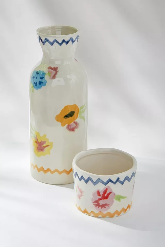 Floral Ceramic Carafe Set