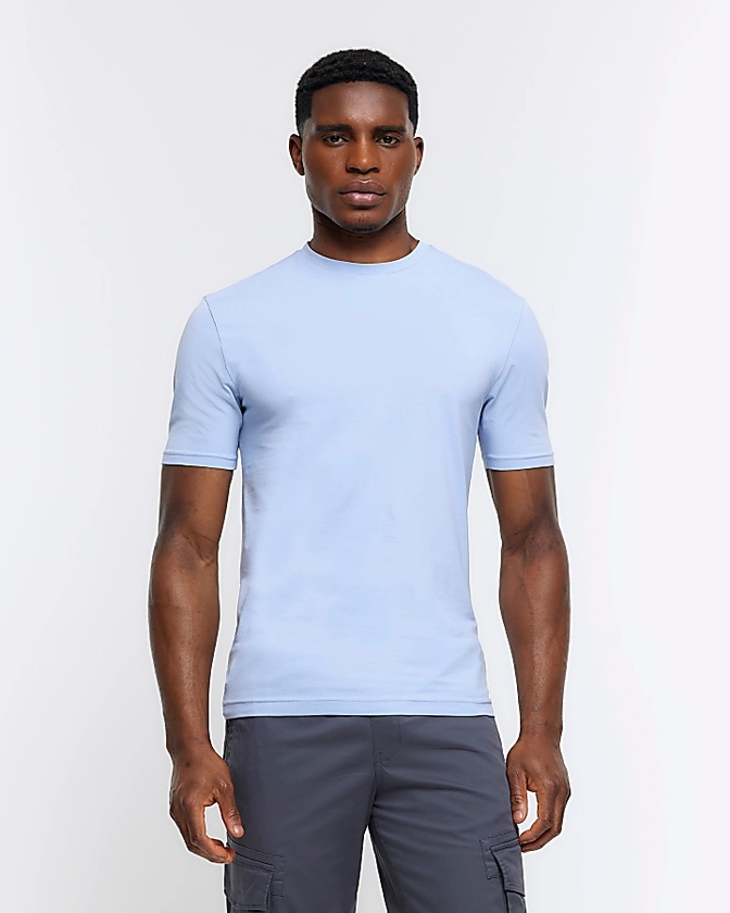 Blue muscle fit t-shirt