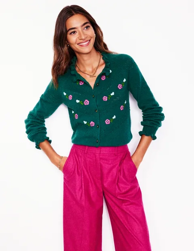 Fae Embroidered Cardigan - Glade Green | Boden US