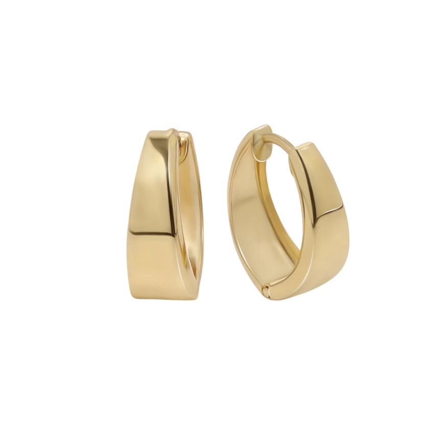 18ct Yellow Small Chunky Gold Hoop Earrings | Auric Jewellery