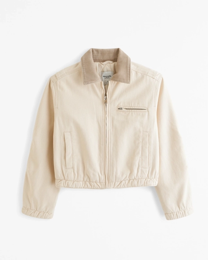 Women's Cropped Twill Workwear Jacket | Women's Coats & Jackets | Abercrombie.com