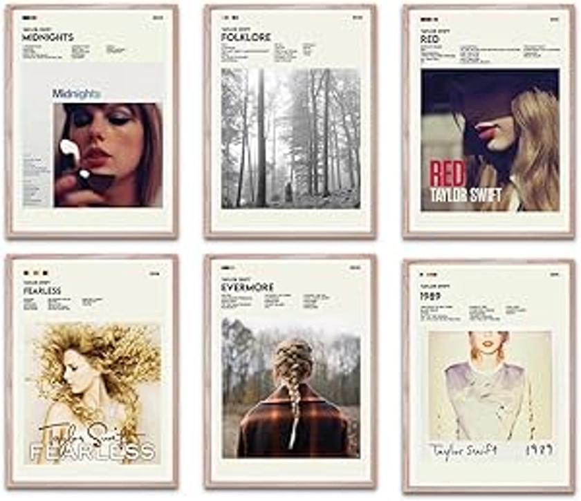 Taylor Music Album Cover Limited Edition Poster Swift Poster For Aesthetic Preppy Room Decor Set of 6, 8in x 10in, Unframed