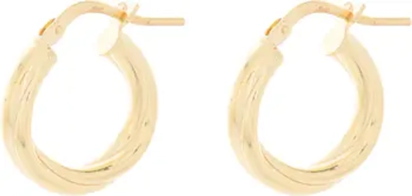 Argento Vivo Sterling Silver 18K Gold Plated Sterling Silver Textured 12mm Hoop Earrings | Nordstromrack