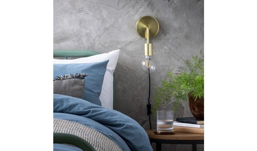 Habitat Rayner Plug in Wall Light - Brass