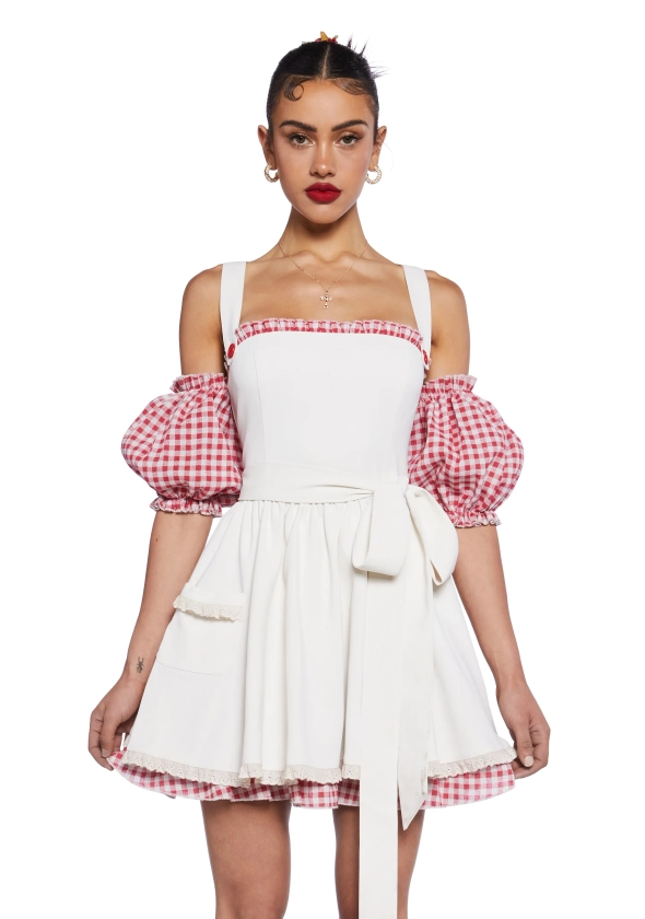 Sugar Thrillz Gingham Apron Mini Dress With Ruffles Italian - Multi