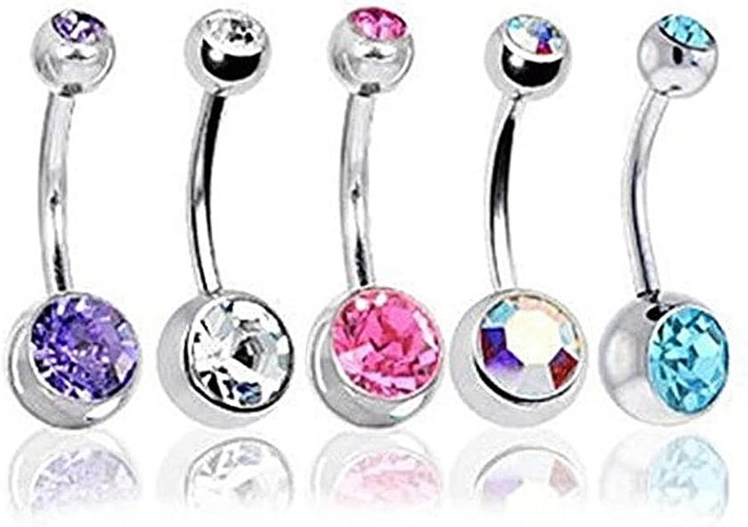 Surgical Steel Belly Button Jewelry, Pack of 5, Body Piercing Jewelry : Amazon.co.uk: Fashion