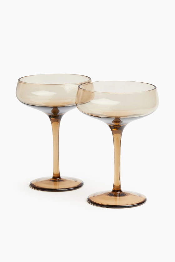 Lot de 2 coupes à champagne - Gris foncé - Home All | H&M FR